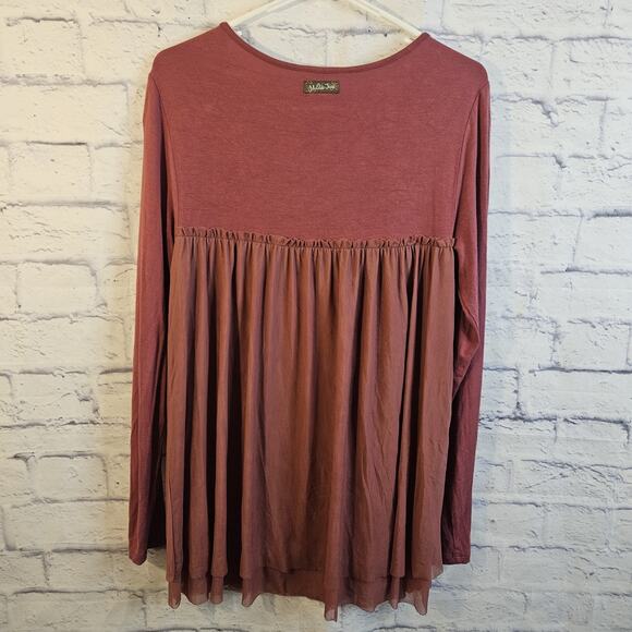 Matilda Jane - Top Thermal Peplum Soft Shirt - Burgundy - Size Medium - Picture 2 of 5
